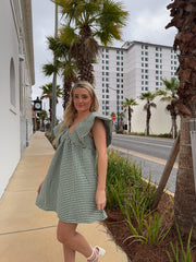 Hazel Houndstooth Dress - Green
