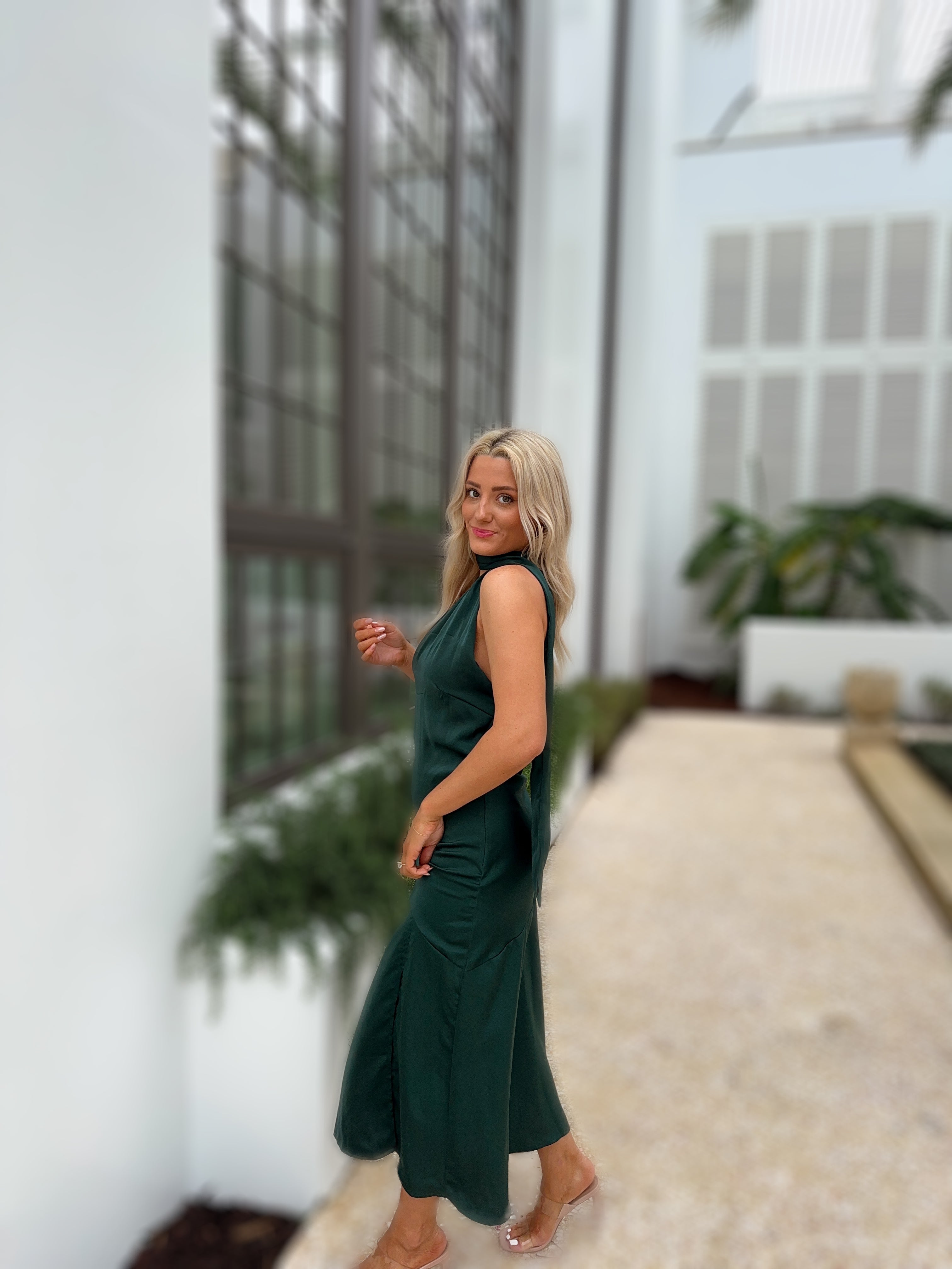 Sophie Cocktail Wrap Midi Dress - Green