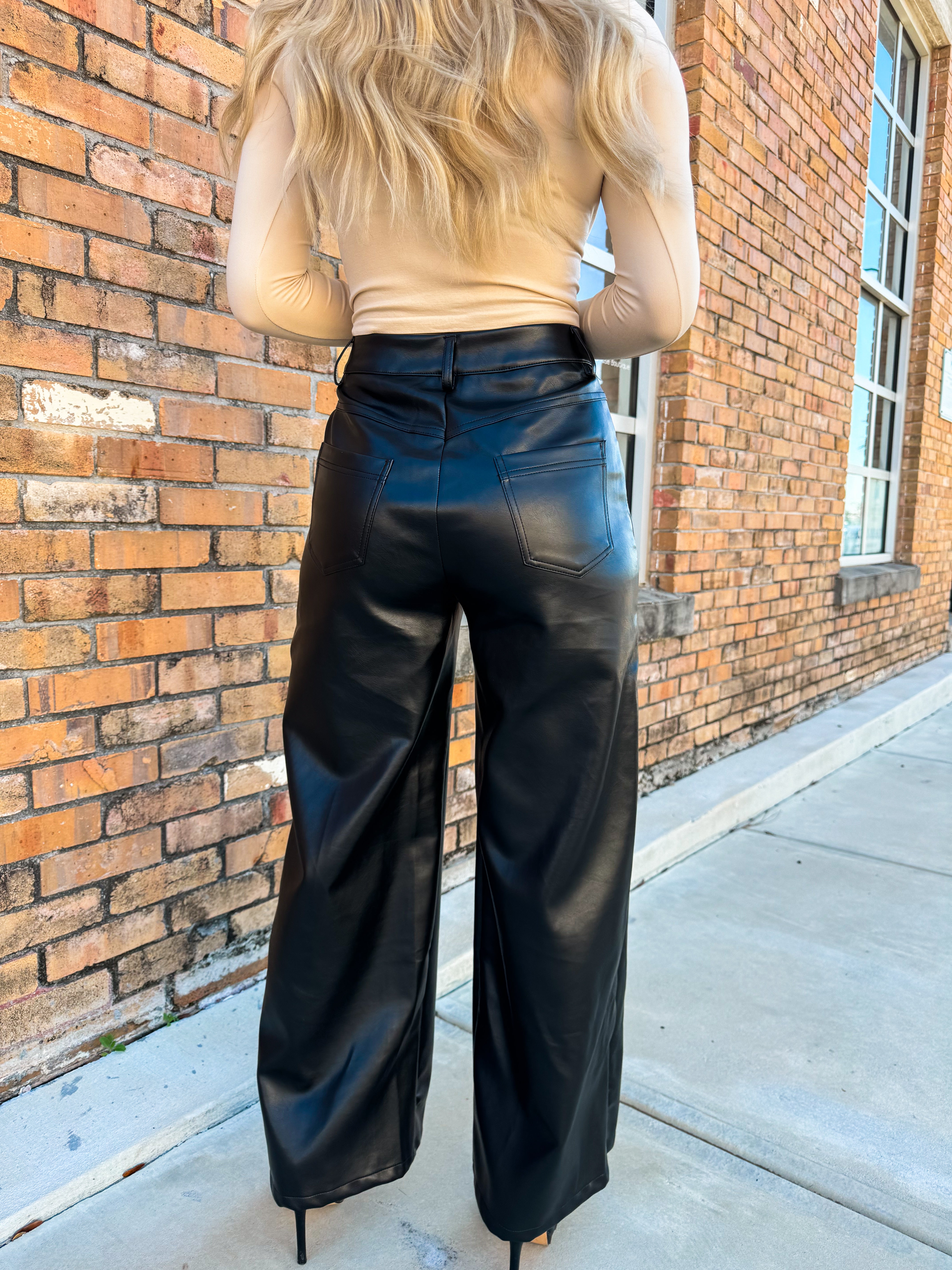 Josie Wide Leg Leather Pants - Black – Olivia Lane Collective