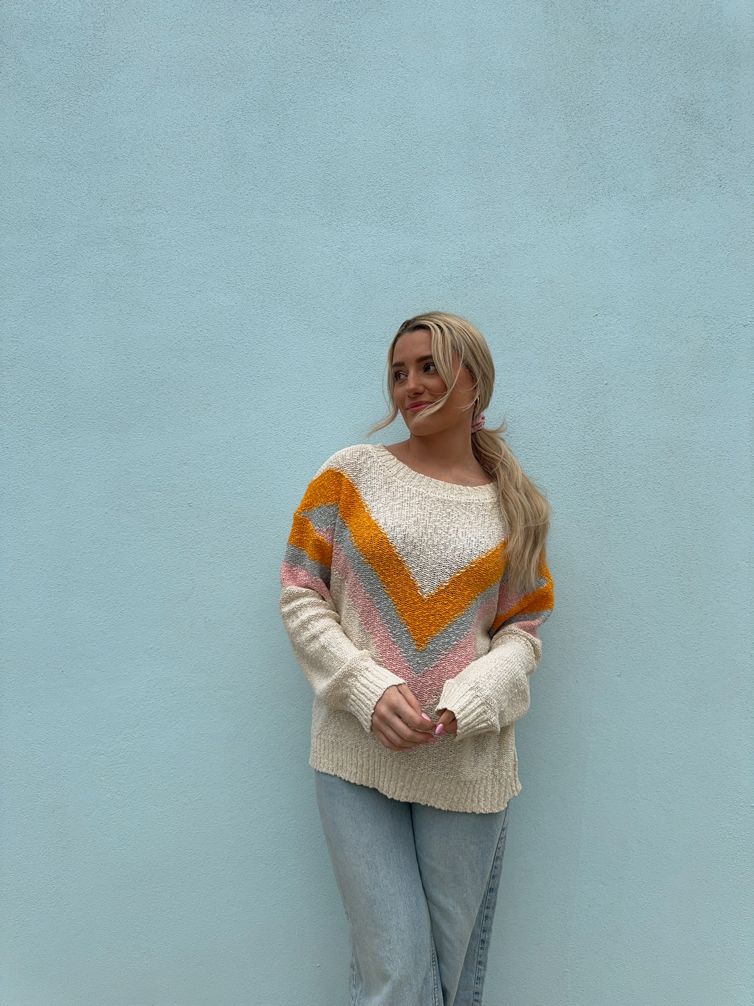 Retro Aviator Color Block Sweater